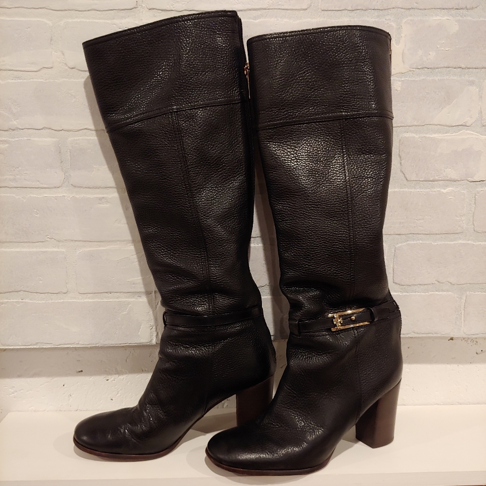 Tory Burch "Jenna" dark brown leather heel boot s 10